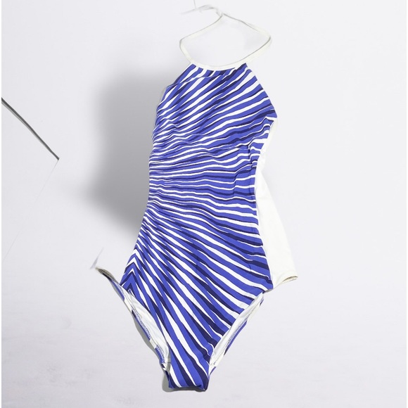 NWT La Perla Striped High Neck One Piece Swimsuit Size 6 (B cup) - Picture 4 of 14